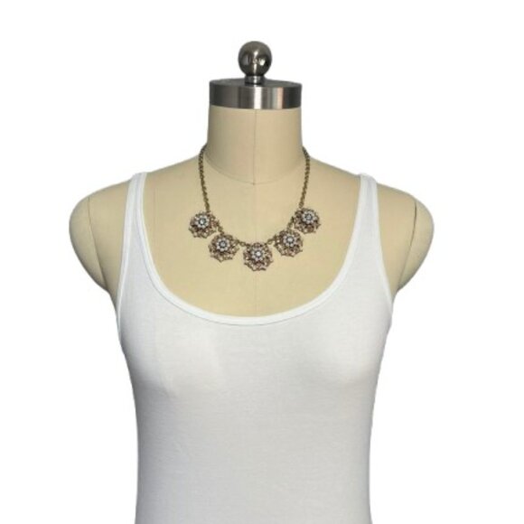 Slate & Willow Blush Pink Crystal & Pearl Statement Necklace - NWOT - Picture 6 of 7